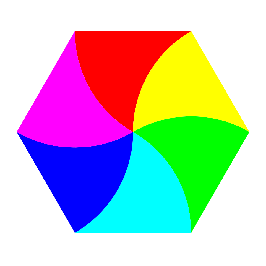 Swirly hexagon 6 color Clipart, vector clip art online, royalty ...