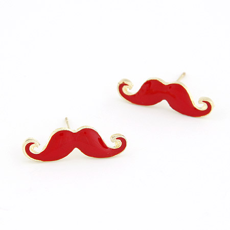 Red mustache earrings | Rayito Accessories