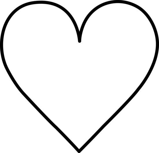 White heart outline clipart black and white