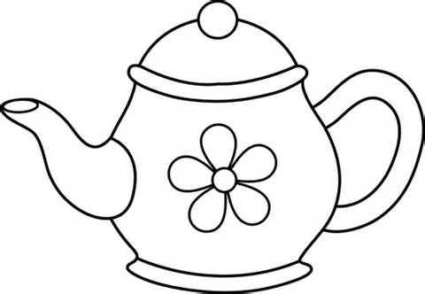 Tea pot black and white clipart