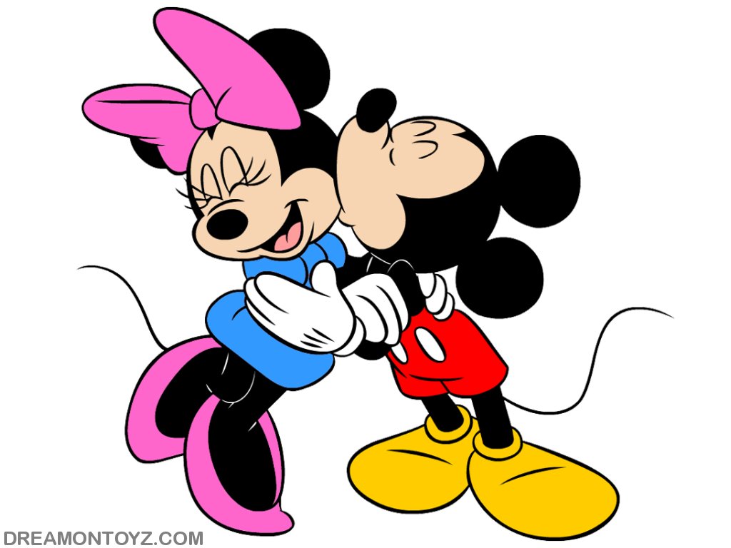 Mickey Mouse Kissing Minnie Mouse Cartoon Wall #21382 Wallpaper ...