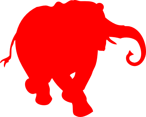 Elephant Silhouette Red Clip Art - vector clip art ...