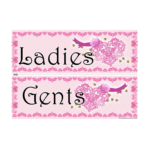 Happy Valentines Lace Toilet Signs - Ladies & Gents