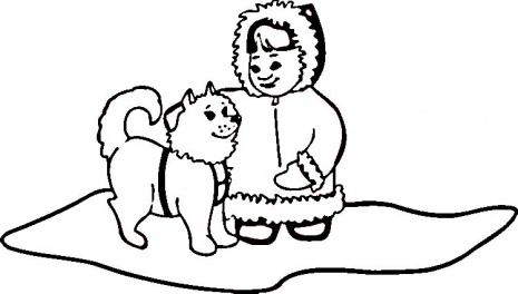 Eskimo Dog with Little Girl coloring page | Super Coloring