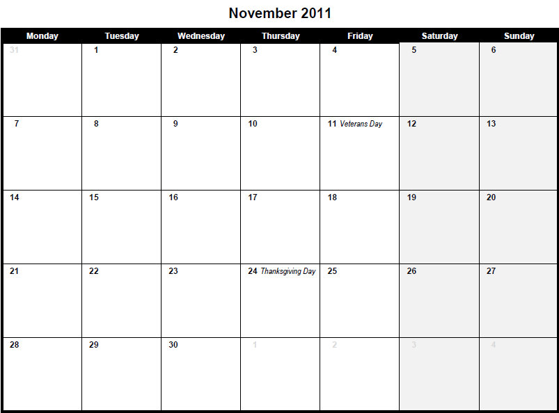 printable pdf november 2011 calendar | november 2011 calendar pdf