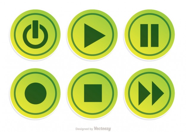 Green media player buttons Vector | Free Download