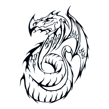 Tribal Dragon Outline Temporary Tattoo - GOimprints
