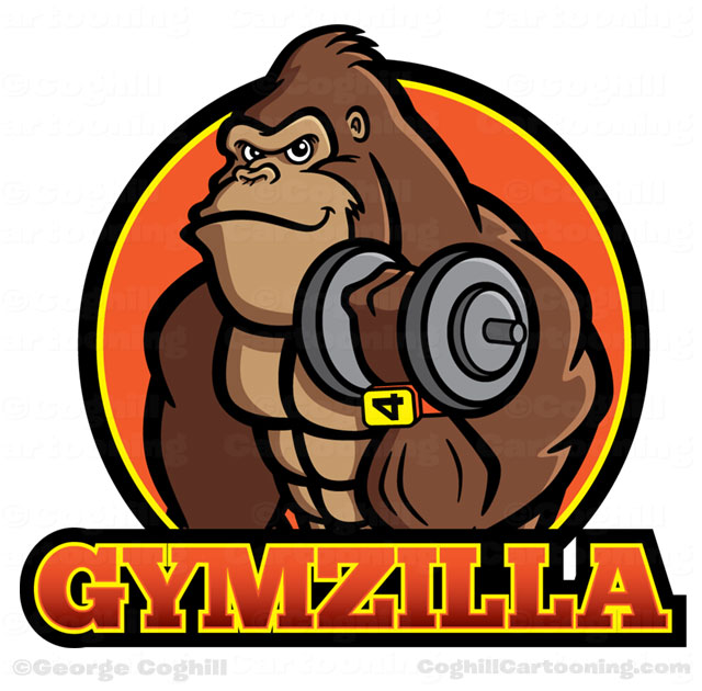Gorilla Bodybuilder Cartoon Logo - Gymzilla • Coghill Cartooning ...