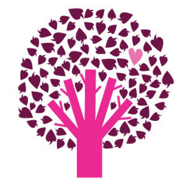 Pink plain tree with heart vector | Download free Vector