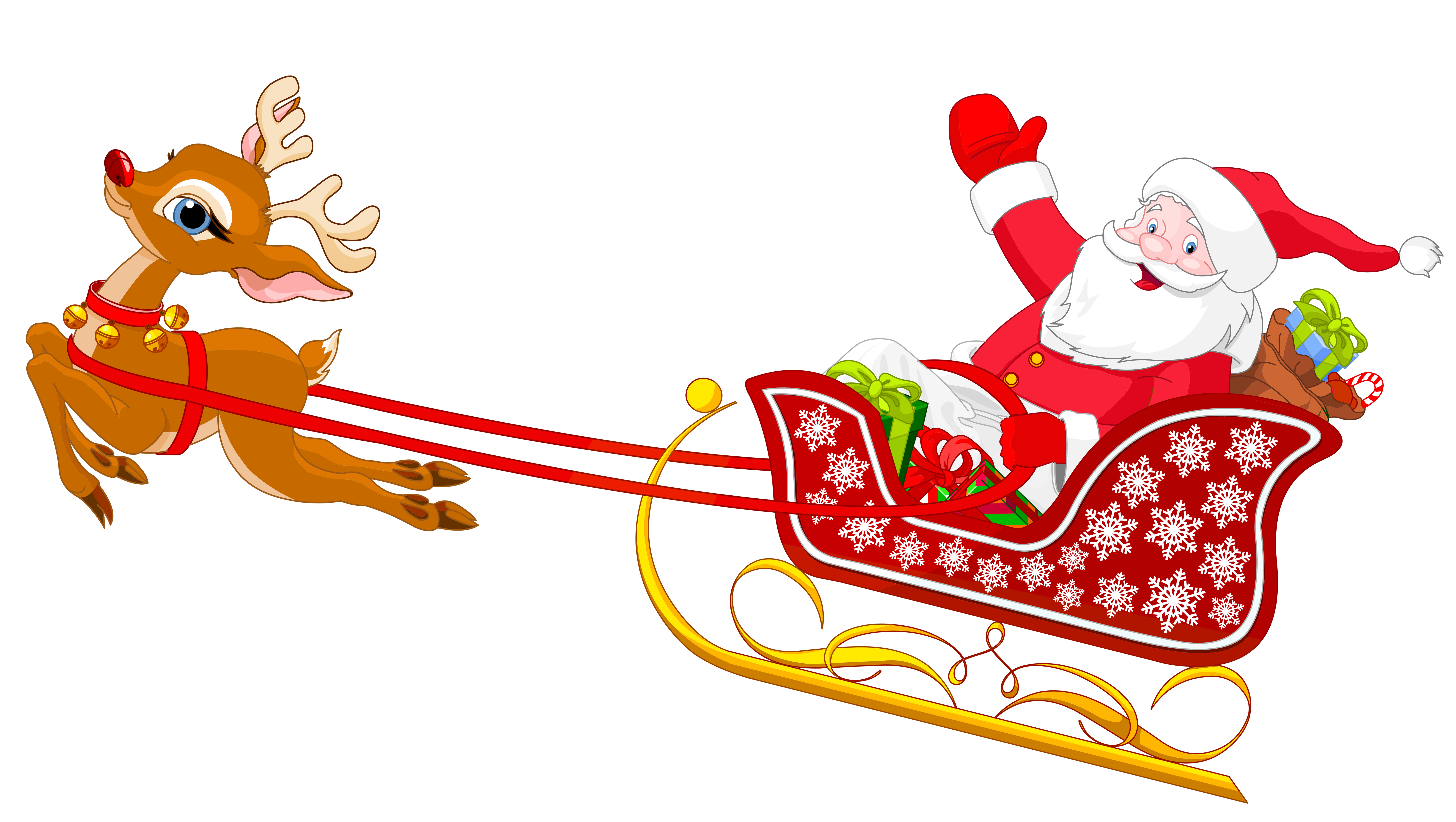 Santa Sleigh and Reindeer Clip Art – Clipart Free Download