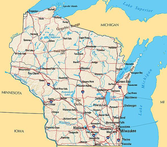 clipart map of wisconsin - photo #28