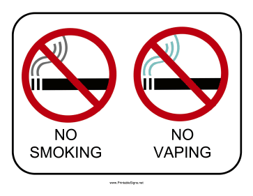 Printable No Smoking No Vaping Sign Sign