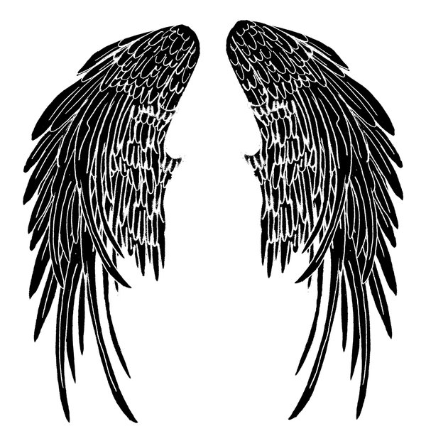 Black ink angel wings stencil – MyVisions.org