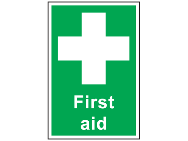 First aid symbol and text sign. | SS2310 | Label Source