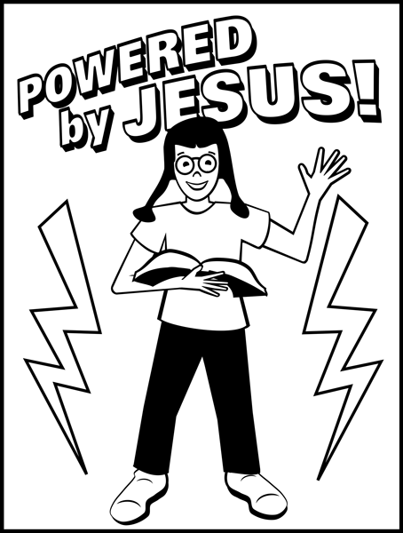 Powered by Jesus Girl #1 - Free and Easy Christian Clip Art