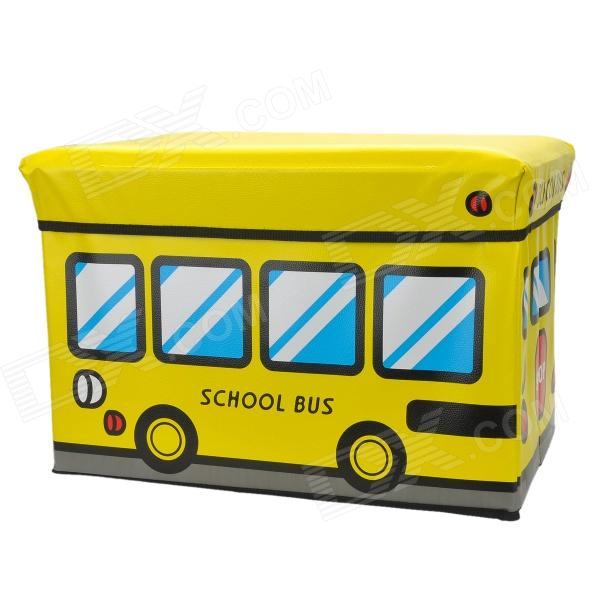 HappyFish Folding School Bus Padded Seat Stool Toys Storage Box ...
