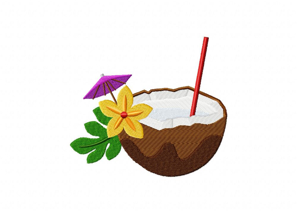 Relaxing Coconut Drink Machine Embroidery Design | Daily Embroidery