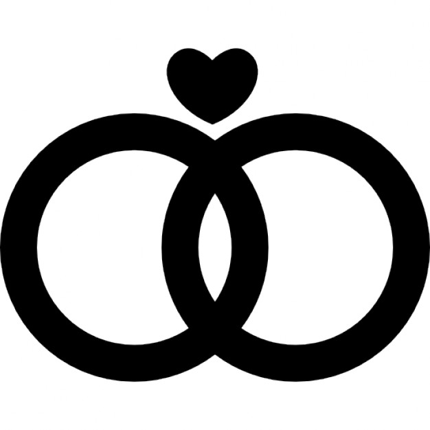 Marriage rings couple with a heart Icons | Free Download