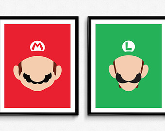 Super Mario Bros 8 Bit Mario video game print by PixelBitHero