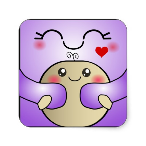 Kawaii Mother and Child Cute Hug Square Stickers at Zazzle.