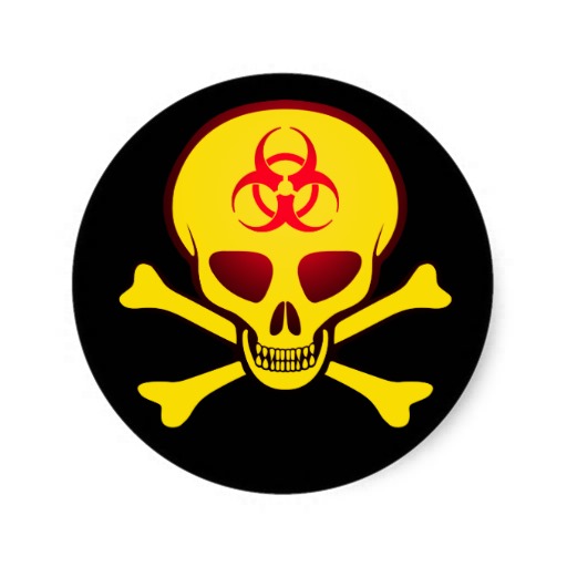 Yellow Biohazard Skull Sticker from Zazzle.