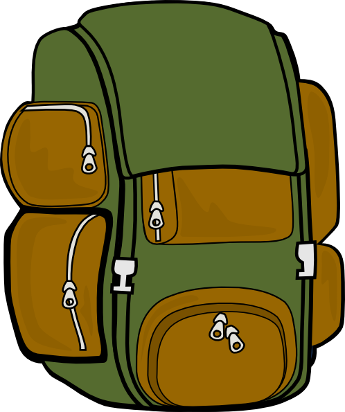 Backpack Green Brown clip art Free Vector
