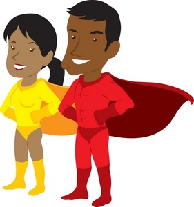 Superheroes Clipart Image - Male and Female Cartoon Superheroes