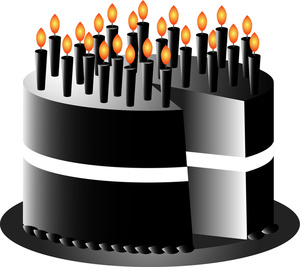 Birthday Cake Clipart Image - Black Frosted Over the Hill Birthday ...