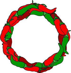 Christmas Clip Art, Red and Green Chili Pepper Wreath Graphic