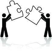 Working together clipart black and white