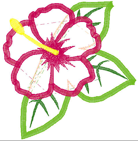 Hawaiian Flower Applique Embroidery Design by BlueMoonEmbroidery