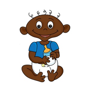 Baby Clipart Image - Cute black or African American baby in diaper ...