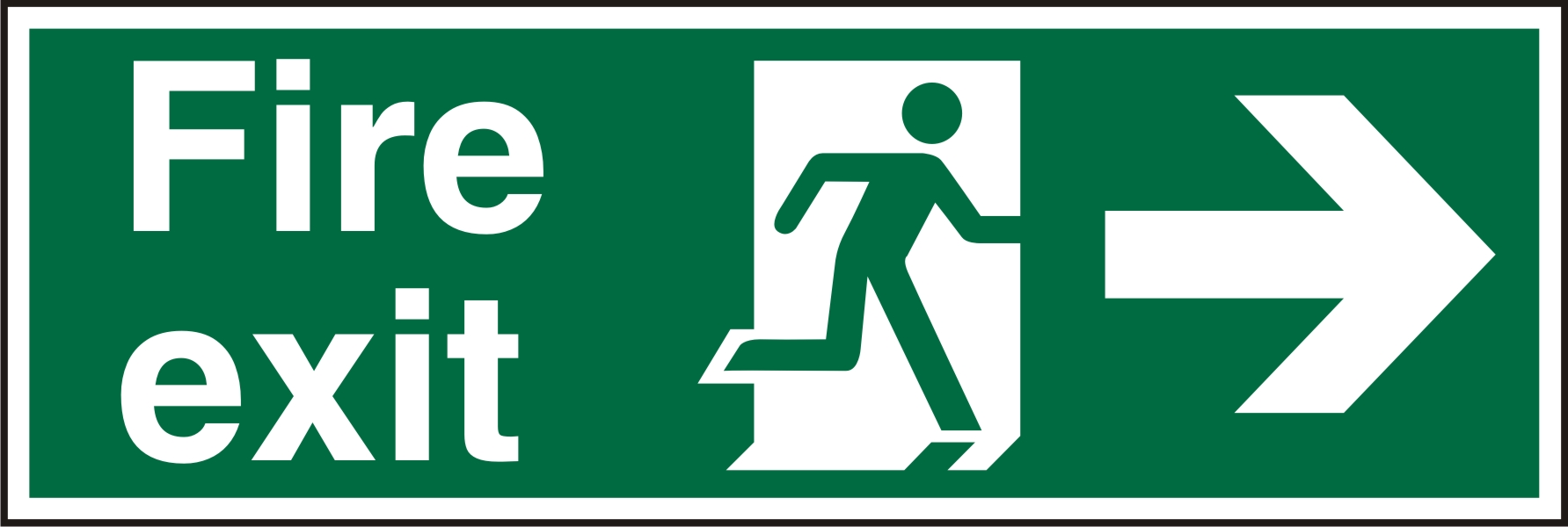 Fire exit arrow right safety sign - Safety Signs UK