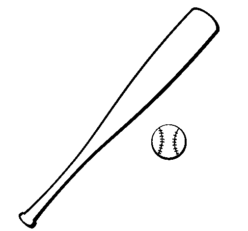 985 views Coloring page Baseball bat and baseball ball to color online ...