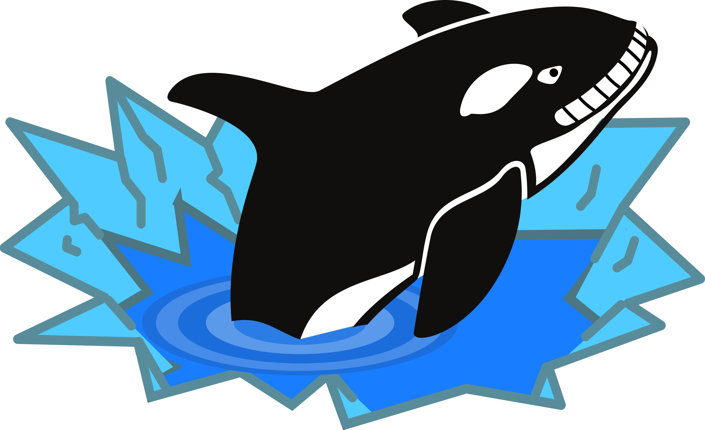 Clipart - Evil Orca Cartoon Looking and Smiling with teeth