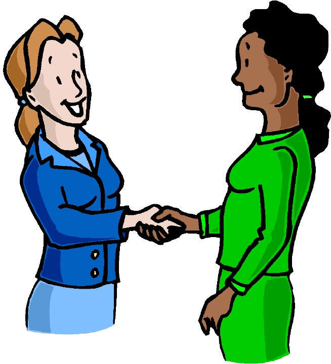 Friendly people shaking hands clipart