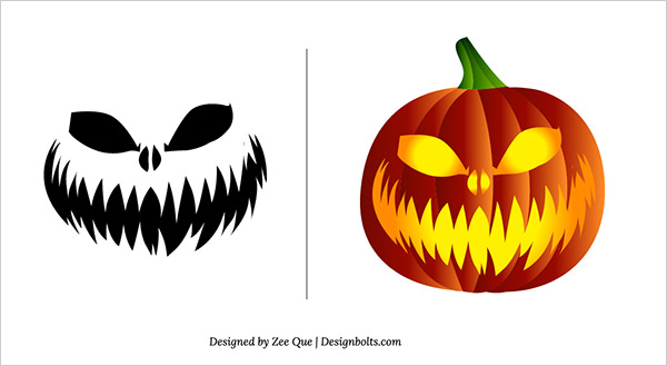 10 Free Halloween Scary Pumpkin Carving Patterns & Stencils