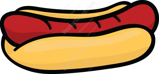 Cartoon Clipart: Hot Dog In A Bun