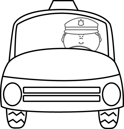 Black and White Police Officer Driving Car Clip Art - Black and ...