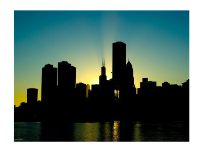 Chicago skyline silhouette from navy pier Photography at ArtistRising.
