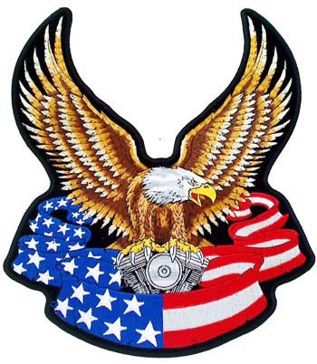 US Flag Banner Eagle Patches