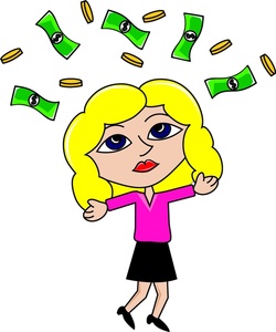 Winner Clipart Image - Cartoon of a Blond Woman Throwing Money in ...