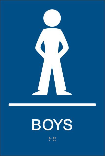 Boy's Restroom Signs with Braille, Boys Bathroom Signs