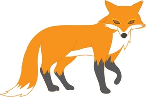 Fox Clipart Image - A red fox with black paws and a white tail and ...