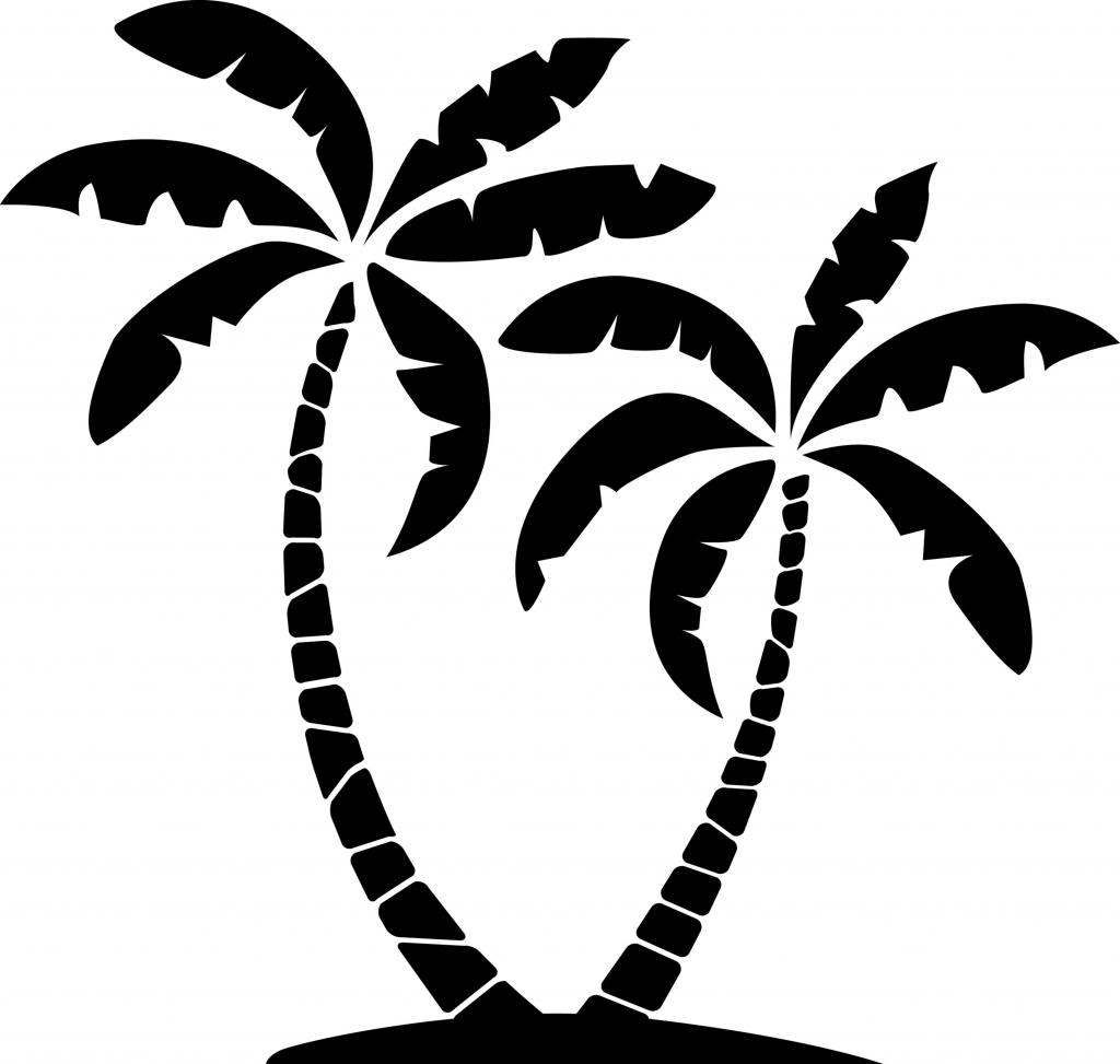 Palm tree island clipart black and white