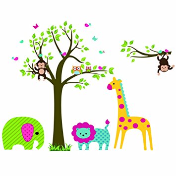 Amazon.com: Toprate (TM) Owl Cartoon Animals Birds Monkeys on Tree ...