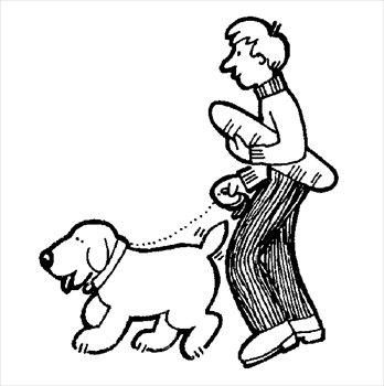 Large Dog- Walking Clipart