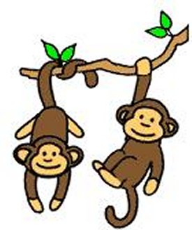 Monkey swinging from tree clipart