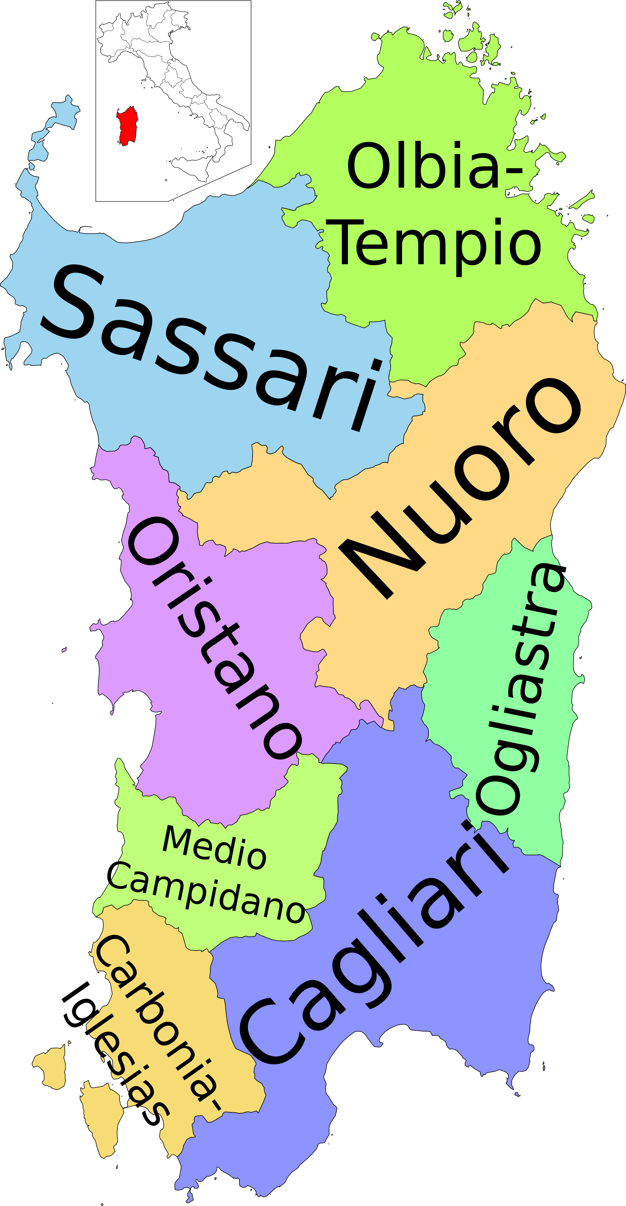 File:Map of region of Sardinia, Italy, with provinces-it.svg ...