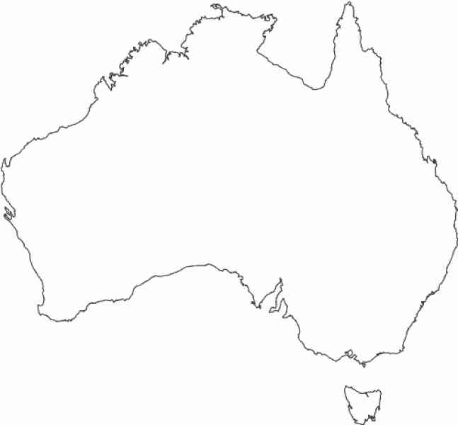 Australian Map Outline - HolidayMapQ.com Â®
